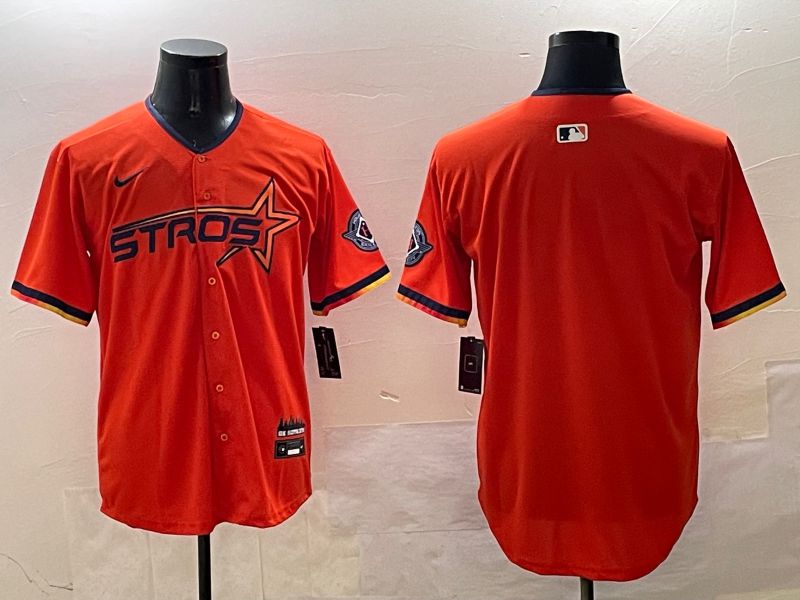 Men Houston Astros Blank Orange Three generations Joint Name 2025 Nike MLB Jersey style 19->houston astros->MLB Jersey